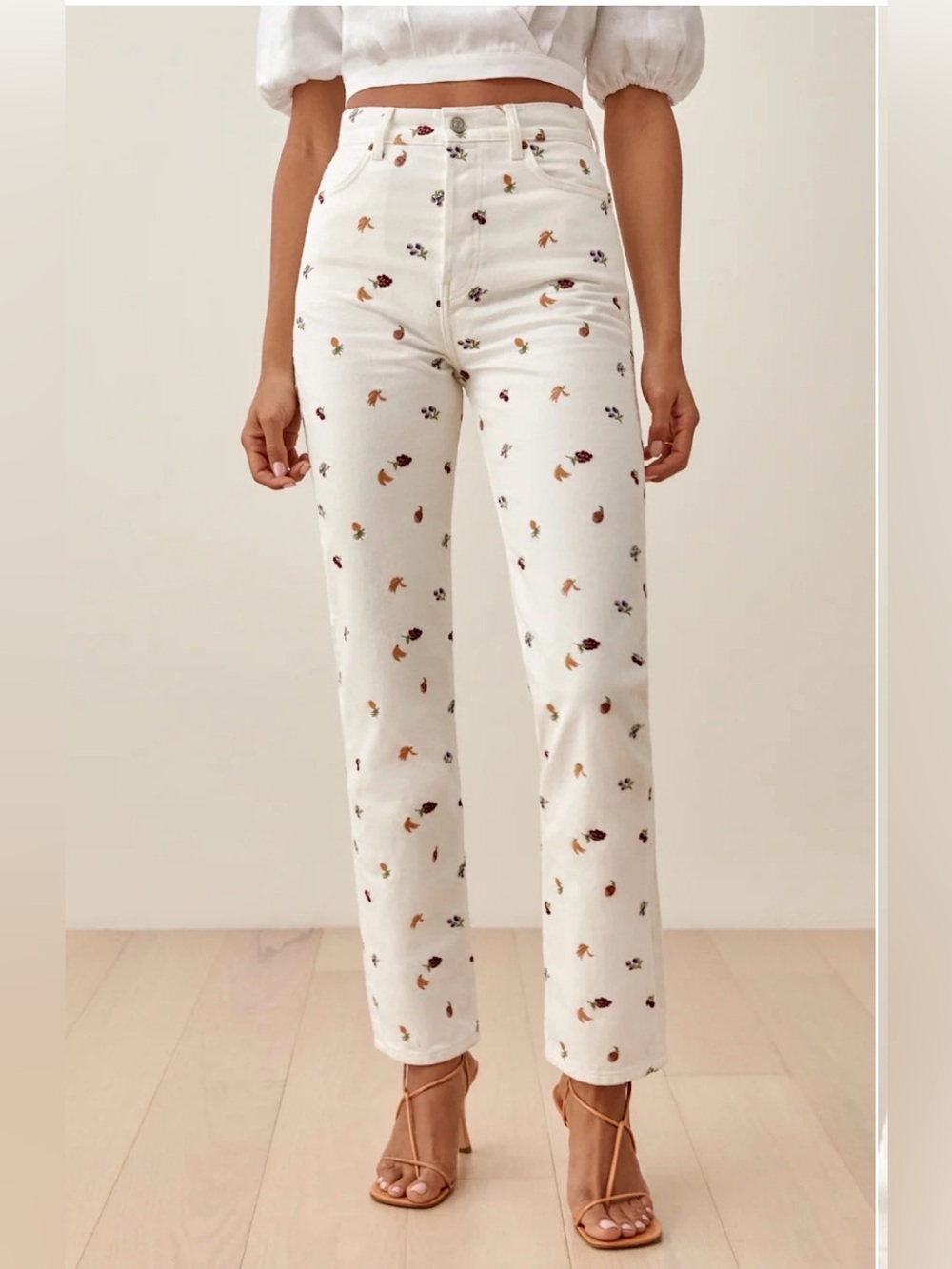 Reformation Cynthia Fruitloops High Rise Straight Jeans